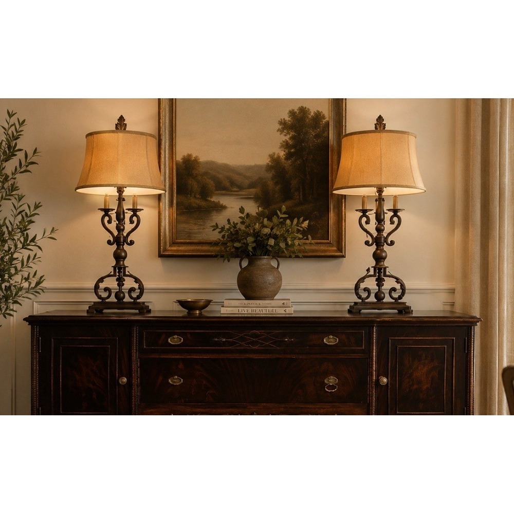 A Pair Of Uttermost Bronze Table Lamps. Price per 1. 2 Lamps available.